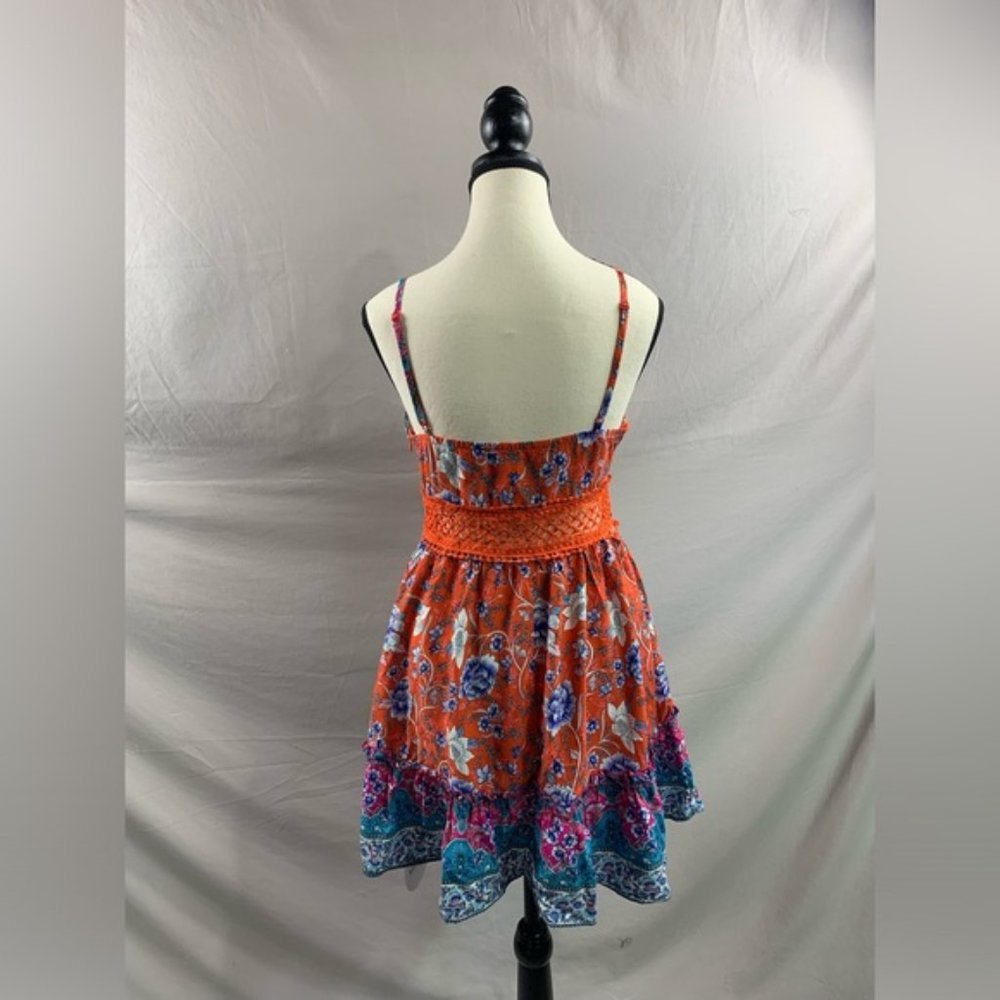 Red Boho Floral Insert Lace Mini Dress - Picture 8 of 8